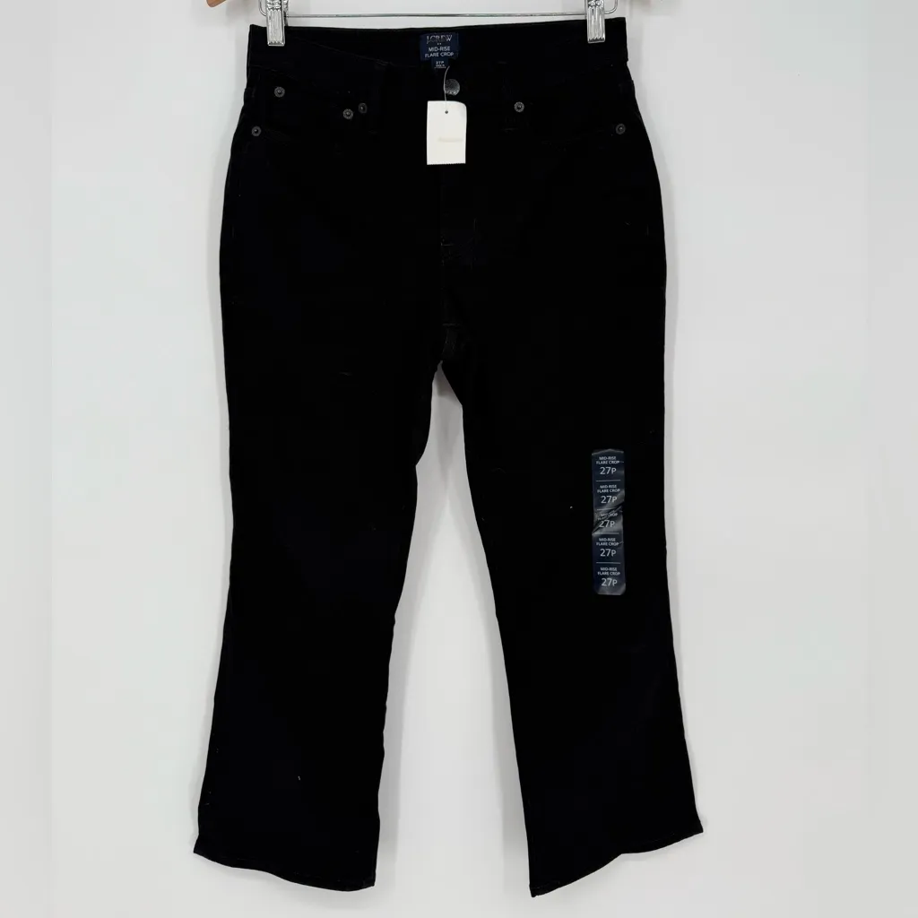 J.Crew Petite High-Rise Black Flare Crop Jean In All-Day Stretch‎ Size P27 - Image 2