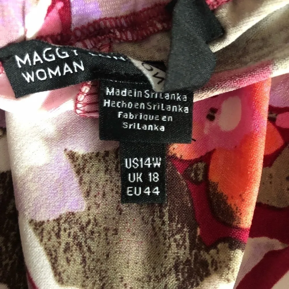 MAGGY LONDON POLY DRESS SHORT SLEEVE PINK FLORAL 14W - Image 11