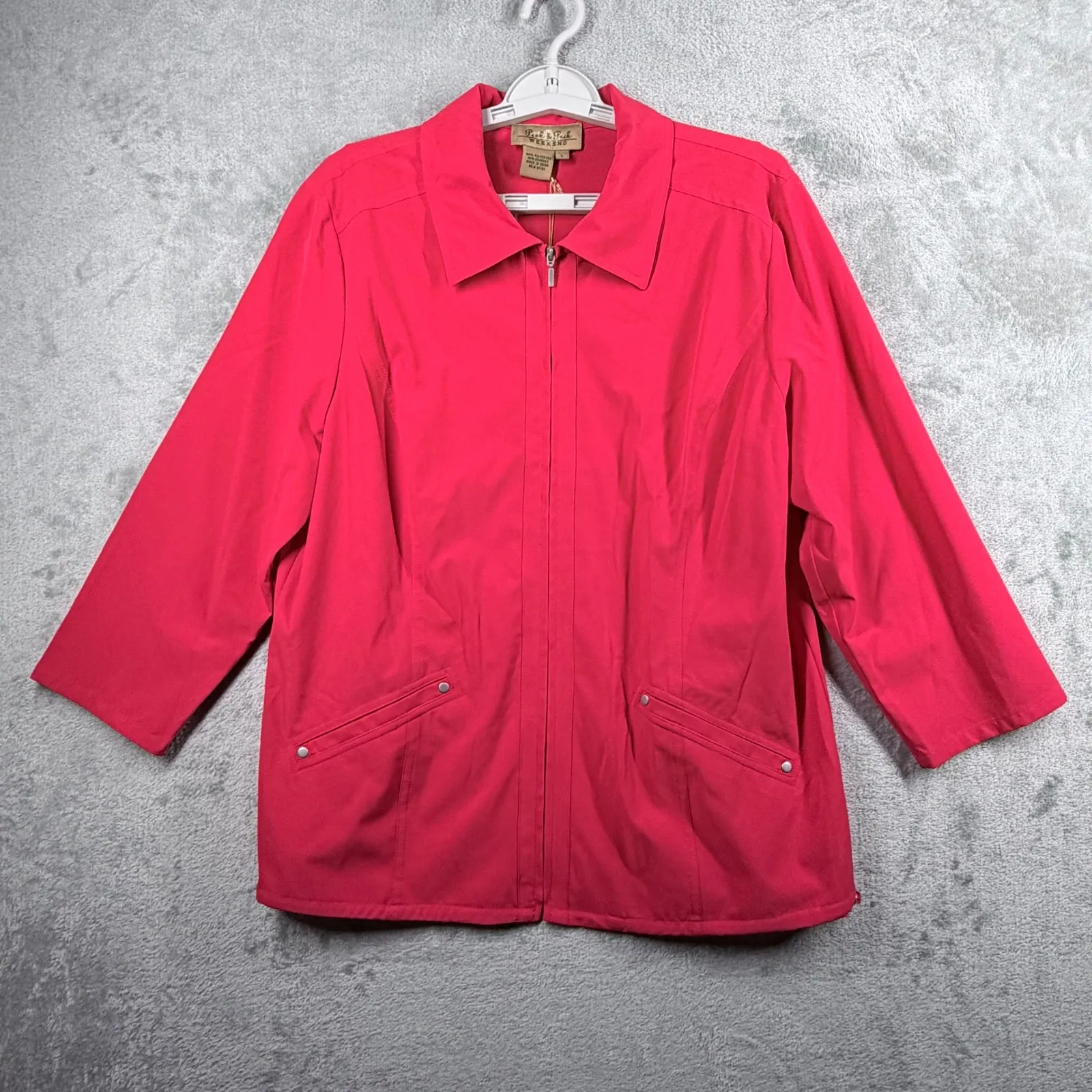 Peck & Peck Weekend Red Jacket L Carma Essential Pop of Color Sporty Travel - Image 2