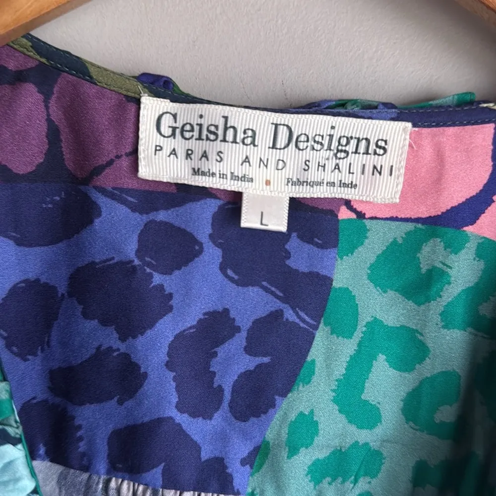 Geisha Designs for Anthropologie  Long-Sleeve Printed Maxi Dress Large - Image 8