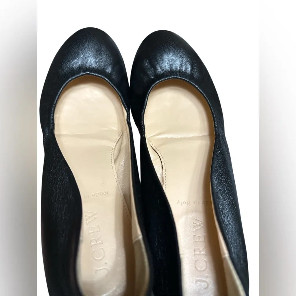 J. Crew Black Leather,ballerina flats,size 6,Made in Italy - Image 10