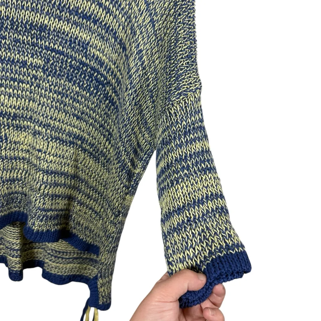 VINTAGE Women’s Knit Crochet Round Neck Tie Detail Sweater Blue/Yellow OS Blue Size undefined - Image 6