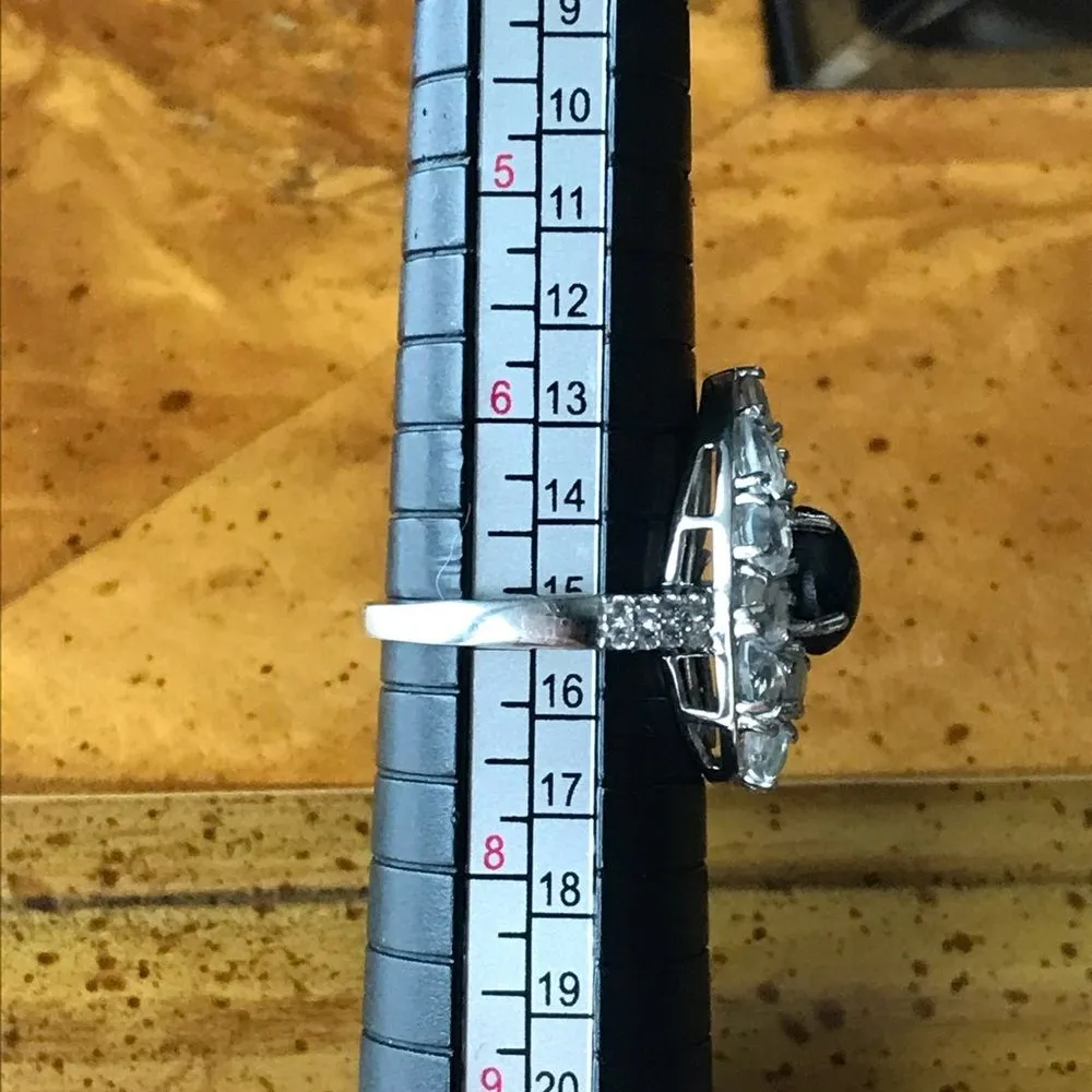 Natural Star Sapphire Rainbow Moonstone Sterling Silver Ring Size 7 Blue - Image 4