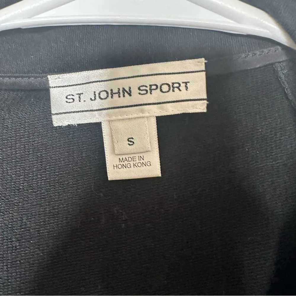 St. John Sport Black Velvet Stretch Zip Up Studded Jacket Small - Image 4