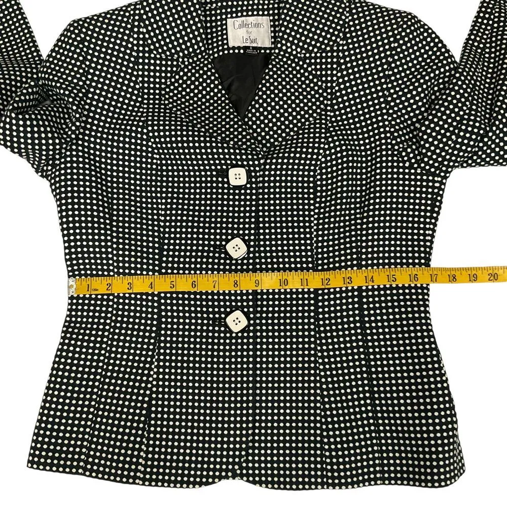 Le Suit Polka Dot Skirt Suit Black White Professional Business Set Size 8 Office - Image 8