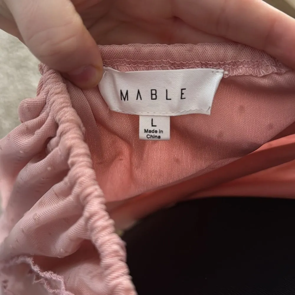 Mable Whimsical Blush Organza Babydoll Muse Chiffon Tulle Swiss Dot Skater Dress Pink Size L - Image 13