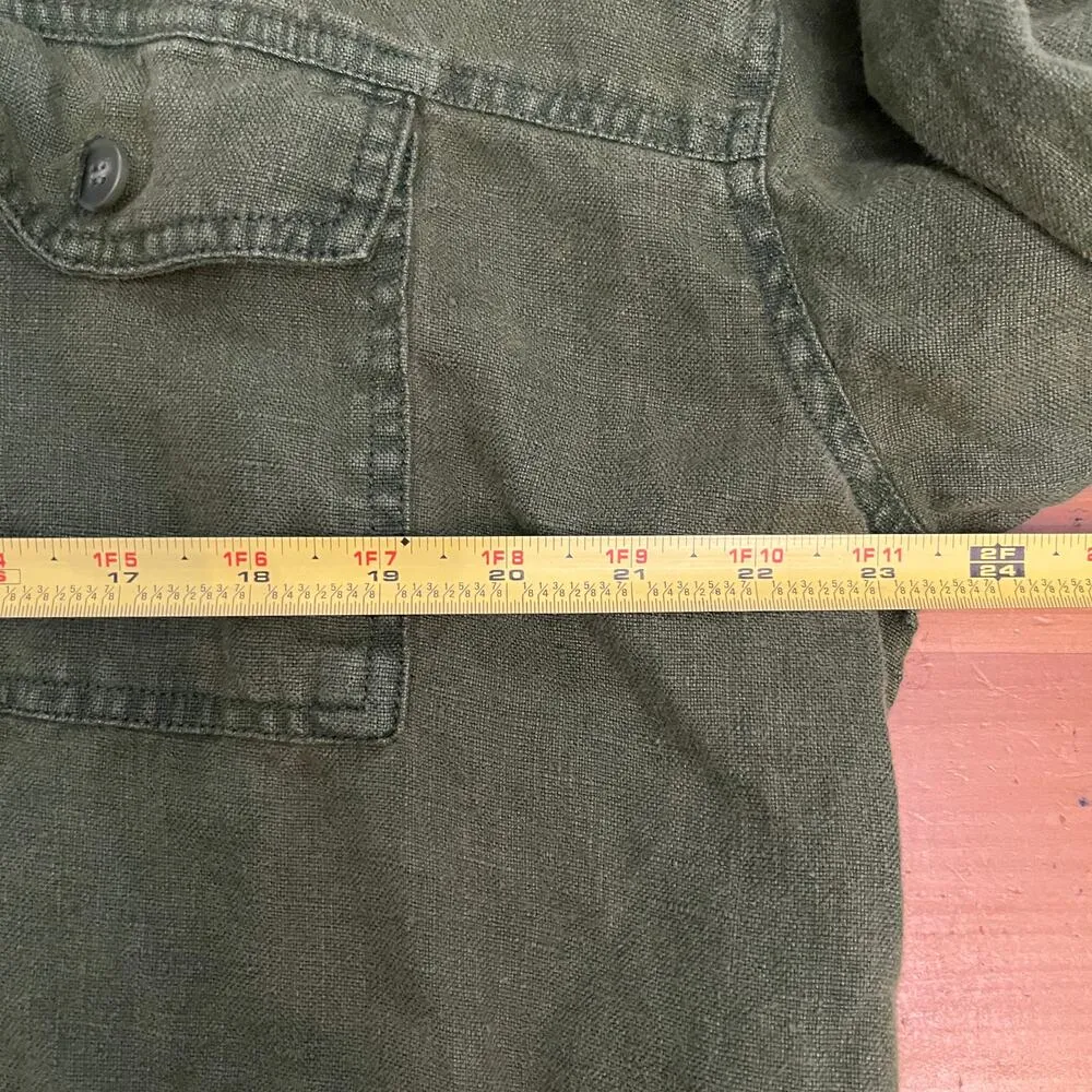 Tahari Women's Green Linen Utility Shacket Tie Waist Jacket Size Small - Image 4