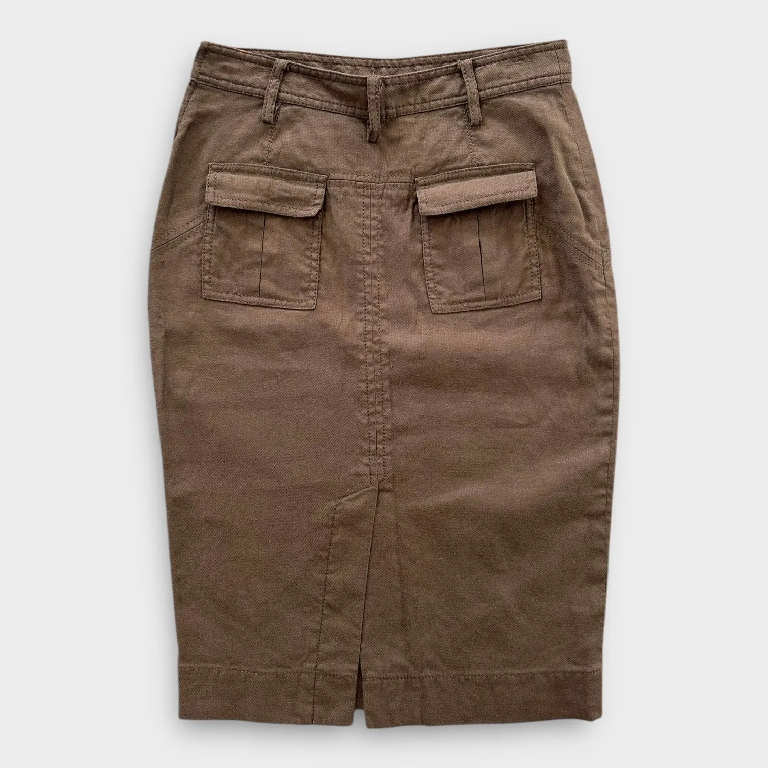 Vintage Y2K Diane von Furstenberg Brown Utility Pencil Skirt Fitted Women's 8 - Image 5