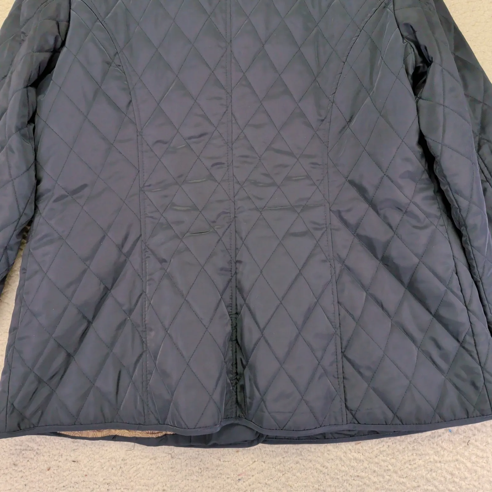 MICHAEL KORS Quilted Barn Jacket Navy Blue Gold Buttons Women's XL Lightweight - Image 10
