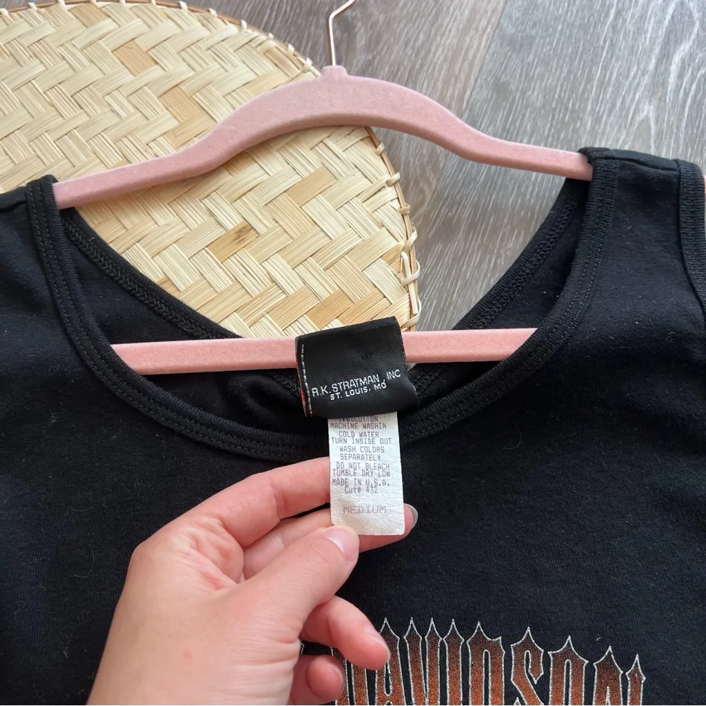 Vintage Y2K Harley Davidson lettuce hem tank top 2005‎ Black Size M - Image 2