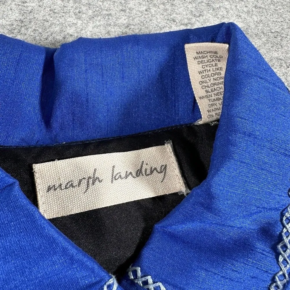 Marsh Landing  Jacket Womens Medium Floral Embroidered Applique Patch Button up - Image 4