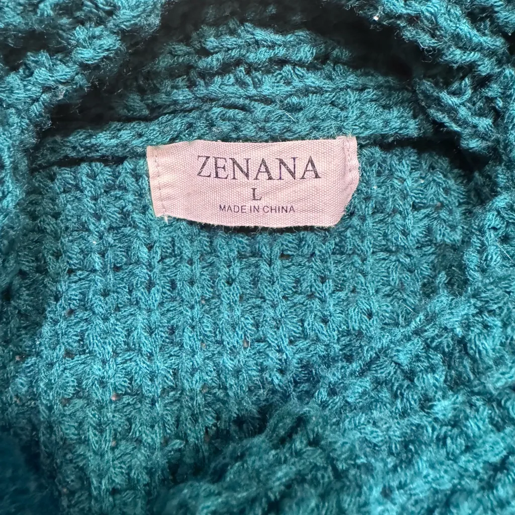 Zenana Outfitters Teal Cowl Neck Sweater with Buttons - Image 6