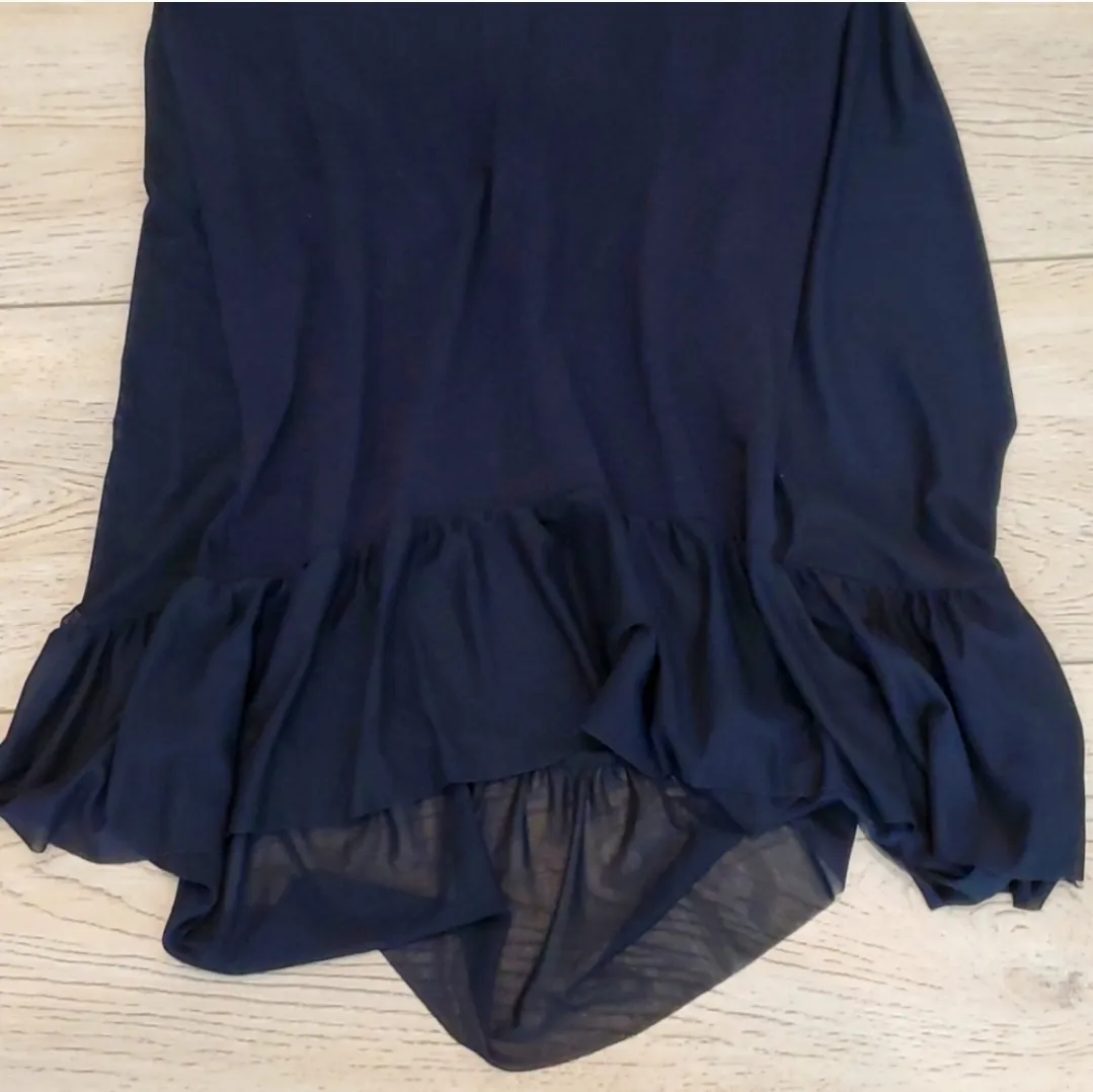 ZARA  Short Sleeve Mesh Ruffle High Low Shirt - Image 3