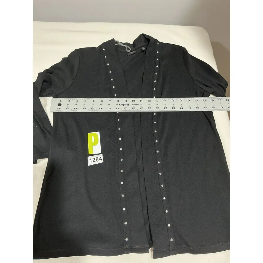 Woman’s Rafaela Black Medium Open Cardigan Sweater With Studs - Image 6