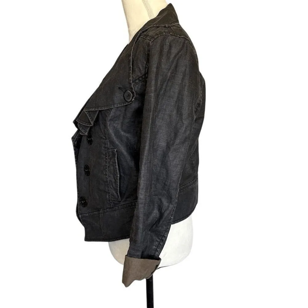 CAbi Women's Charcoal Cropped Moto Jacket M  Casual 3/4 sleeve - Image 3