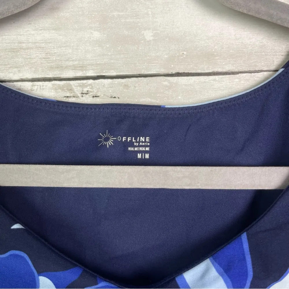 Aerie Offline Real Me Ruched Tee Shirt Blue Multi Size Medium - Image 6