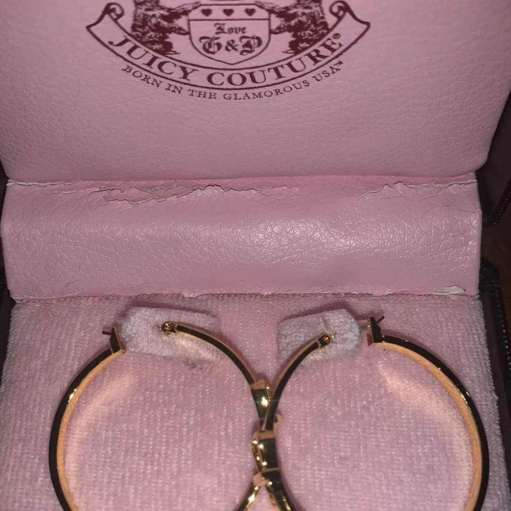 Rare Retro Juicy Couture Pam & Gela Belt Buckle Themed Gold Hoop Earrings - Image 8