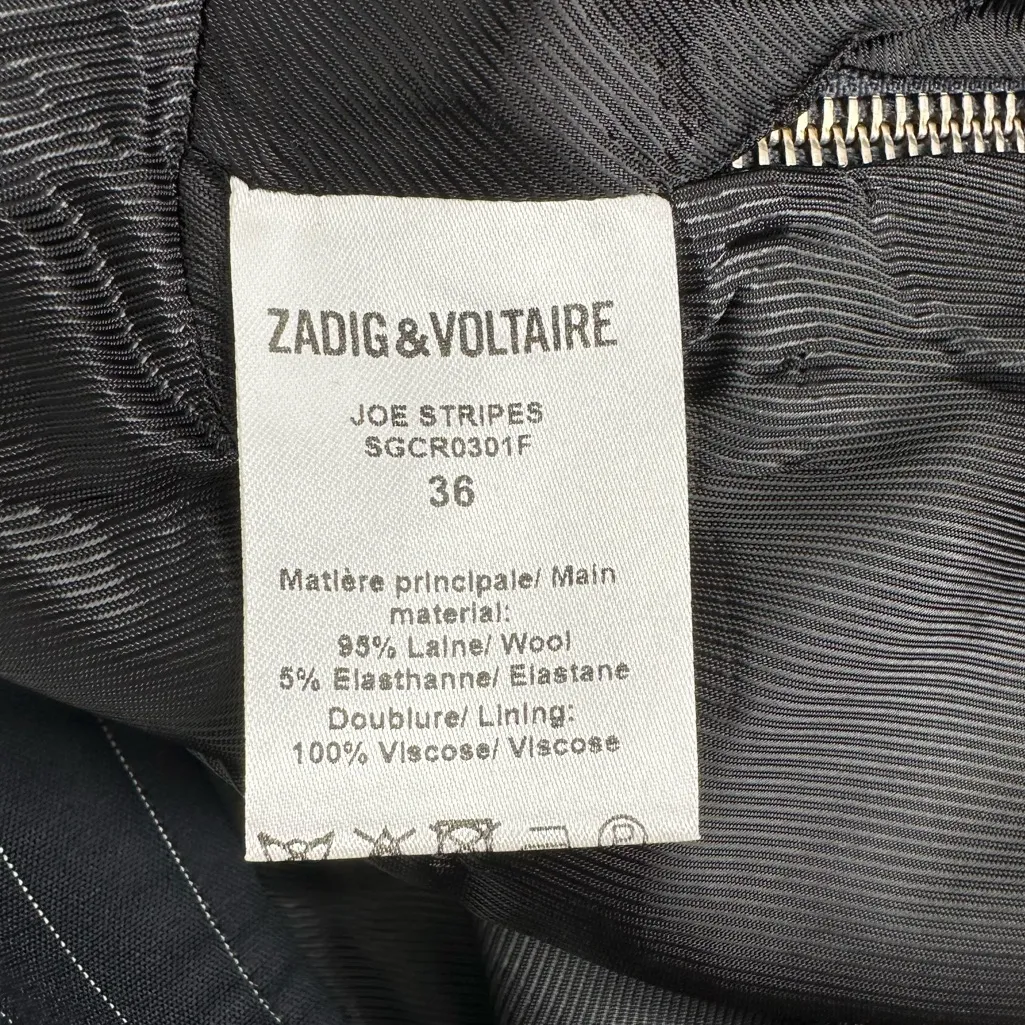 Zadig & Voltaire Joe Stripes Mini Miniskirt in Marine Navy Pinstripe size 36 NWT - Image 11