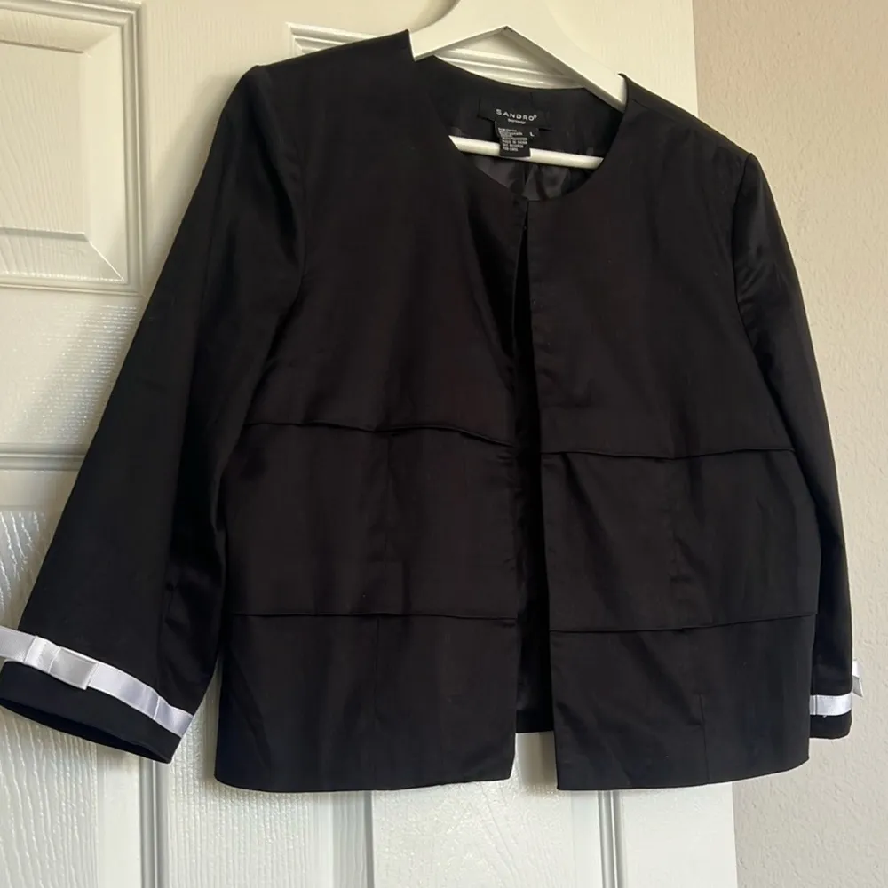 SANDRO CROPPED BOW JACKET WOMENS LARGE - Image 2