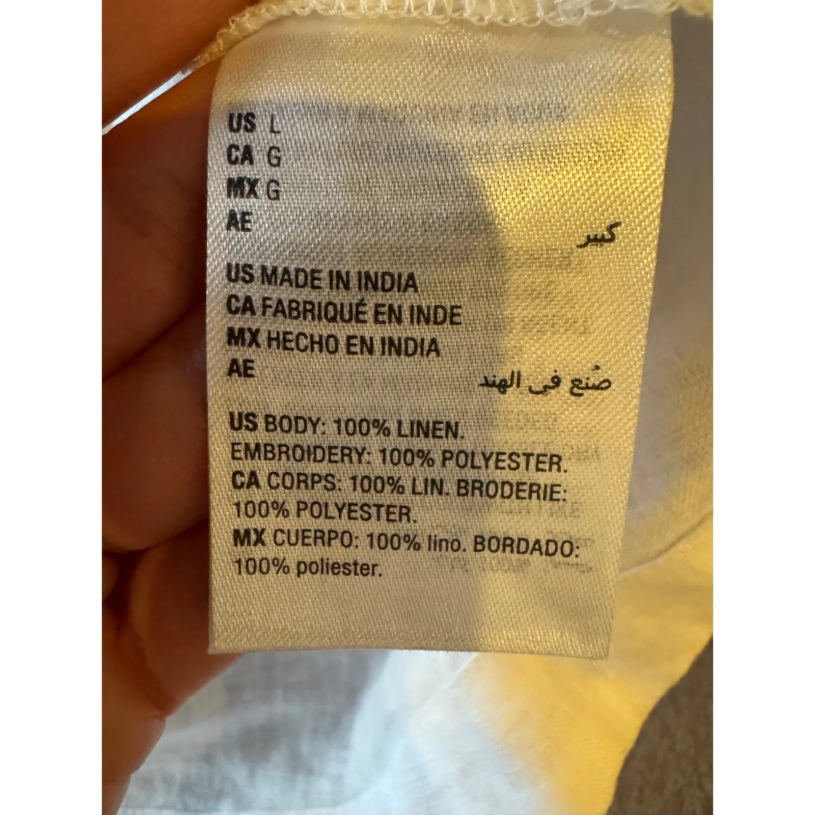 Charter Club Shirt Women Large White Navy Linen Palm Tree Embroidered Top Preppy - Image 13