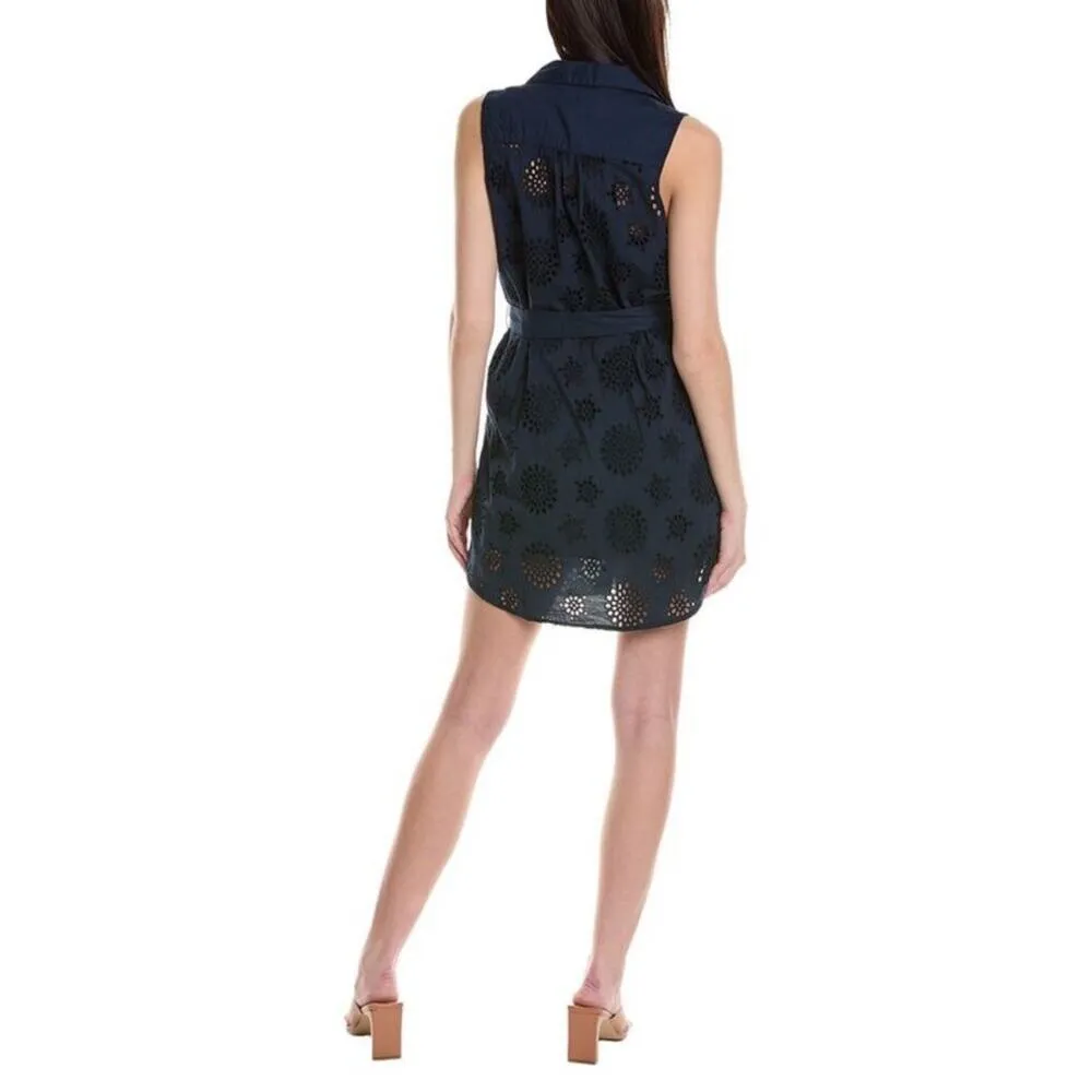 NEW MICHAEL STARS Dress Size Small Bernadette Navy Eyelet Cotton Shirtdress NWOT - Image 2