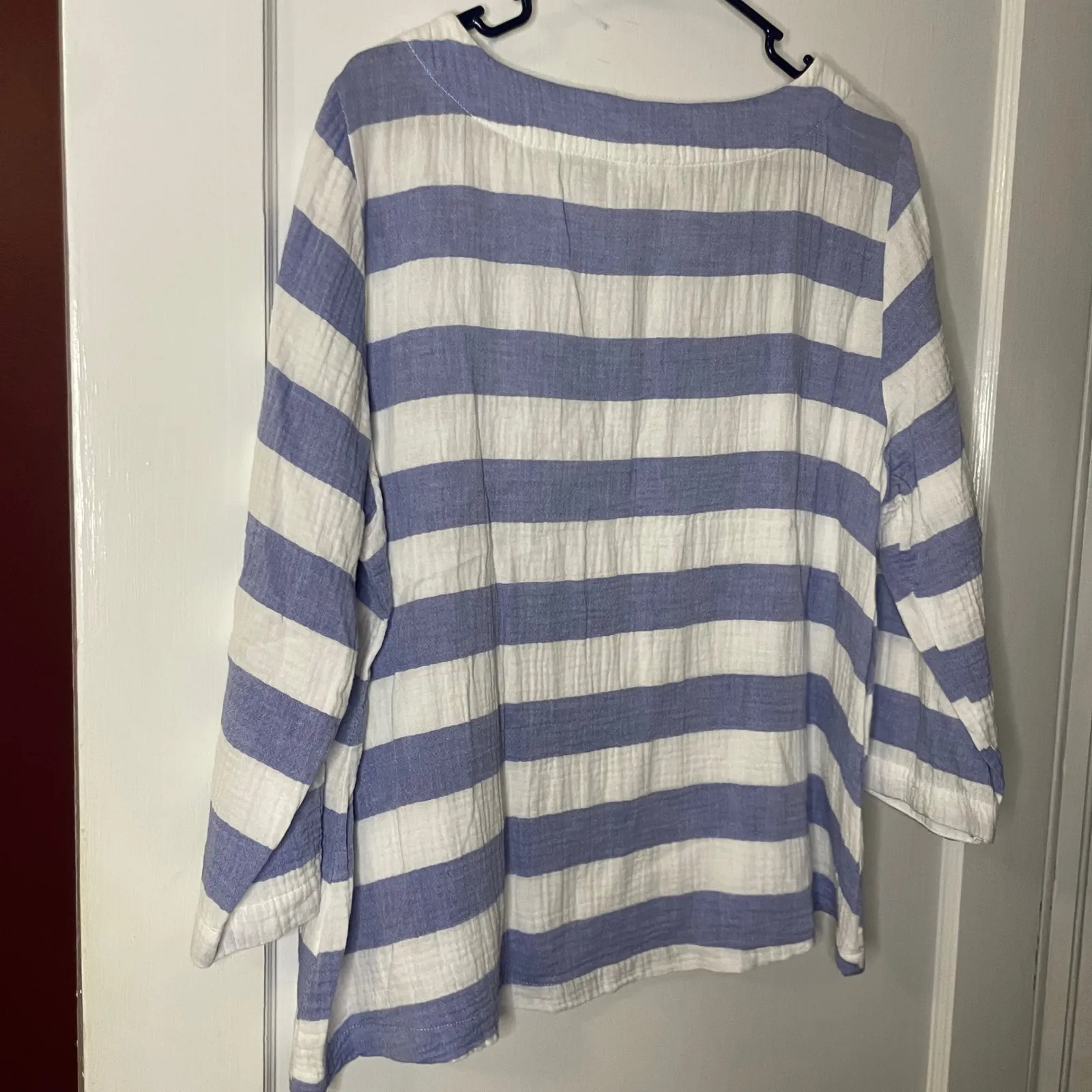 Habitat Clothes to Live In Striped Cotton Tunic Top Button Pocket  S - Image 5