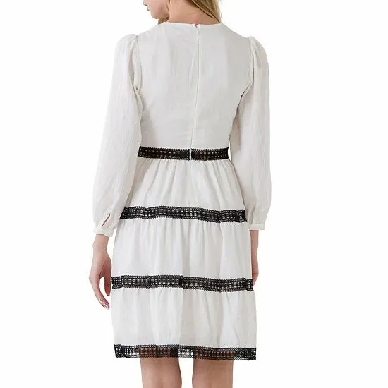 New Endless Rose‎ Long Sleeve Lace Baby doll Cottage Core Knee Length Dress XS - Image 2