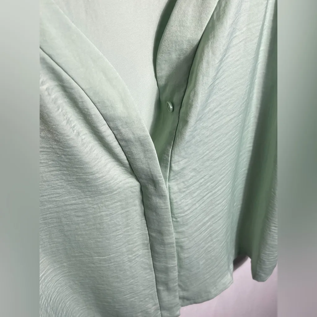 Alfani Mint Green V Neck Blouse Women’s Medium Long Sleeve Work Top - Image 2