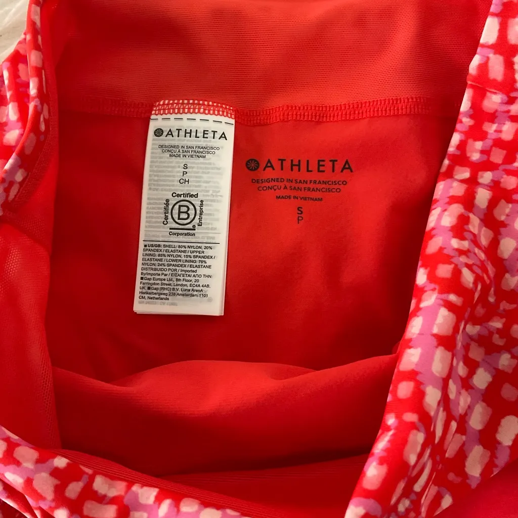 Athleta  Red Patterned High-Waisted Bikini Bottoms - Image 4