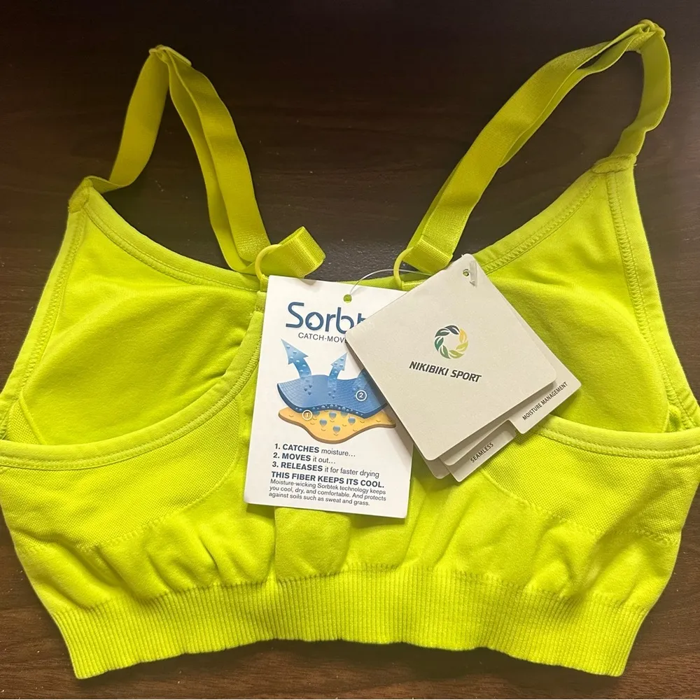 NWT Nikibiki Sports Bra in Chartreuse S/M Neon Green - Image 3