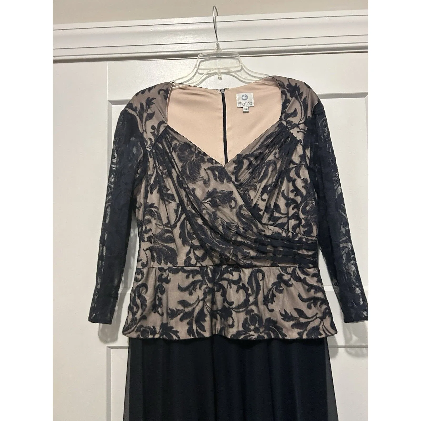 Patra Size 16 Embroidered Blue Floral Lace Mesh Maxi Dress Gown Formal Wedding - Image 3