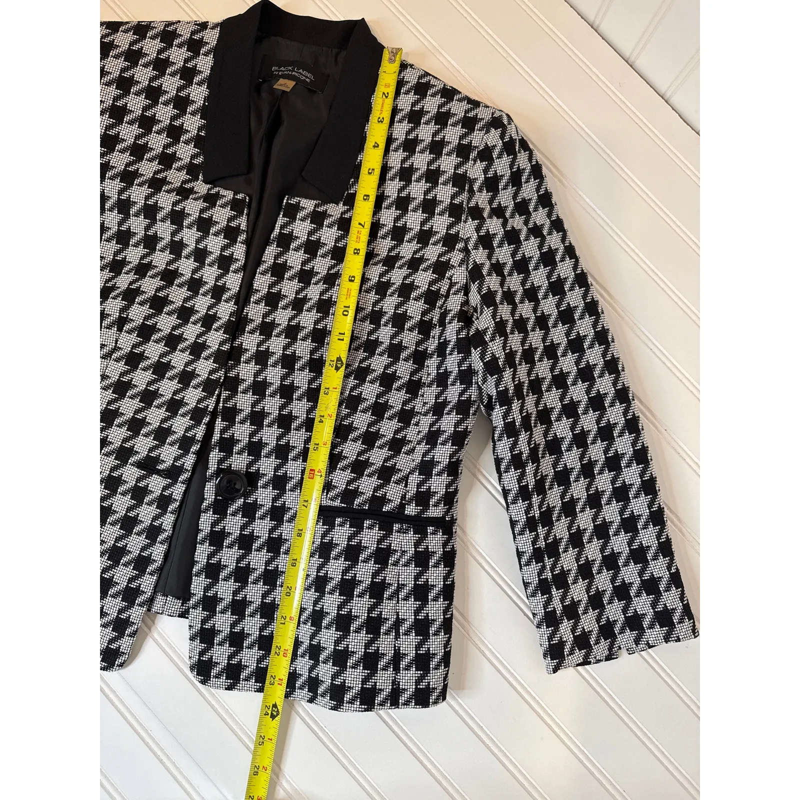 Vintage Evan Picone Black Label Black White Houndstooth Single Breasted Blazer 6 - Image 4