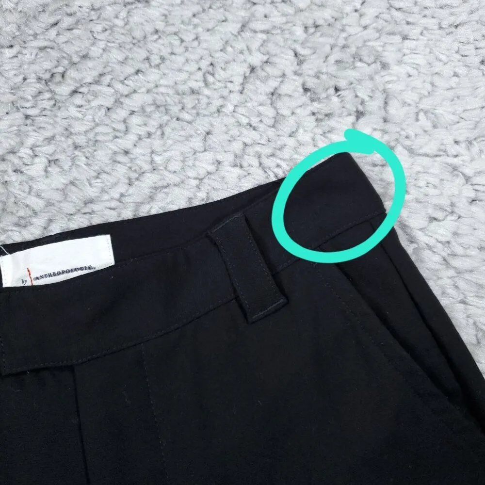 READ Anthropologie Low Rise Ankle Zip Wide Leg Pants Black Size 0 Stretch - Image 7