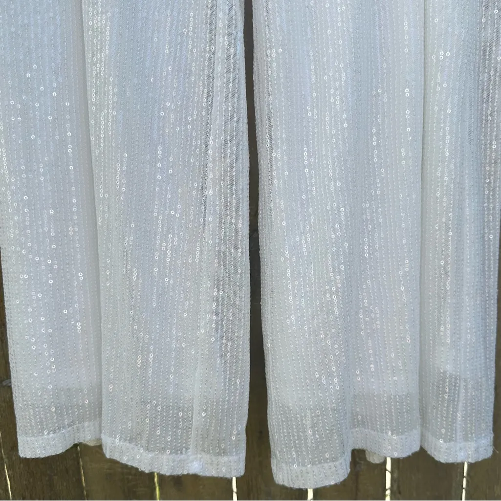 NWT 12th Tribe ACOA Sequin Wide Leg White Pants Sz L - Image 5