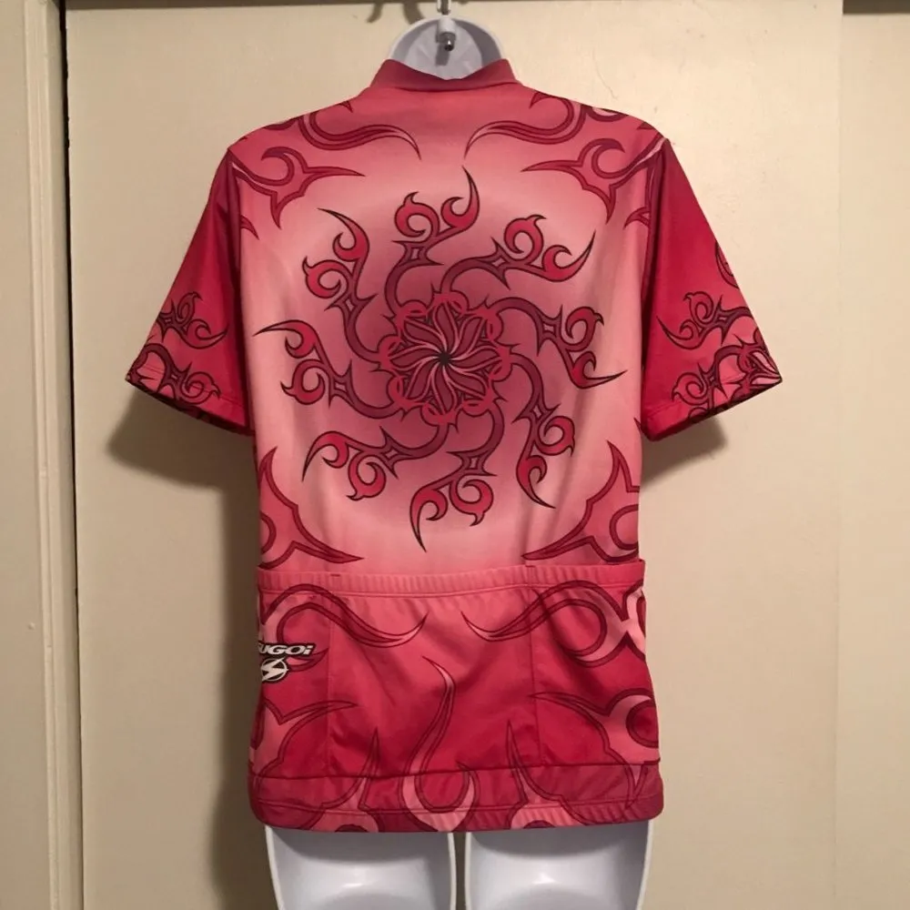 Sugoi Pink Tribal Zip Front Cycling Shirt Size M - Image 4
