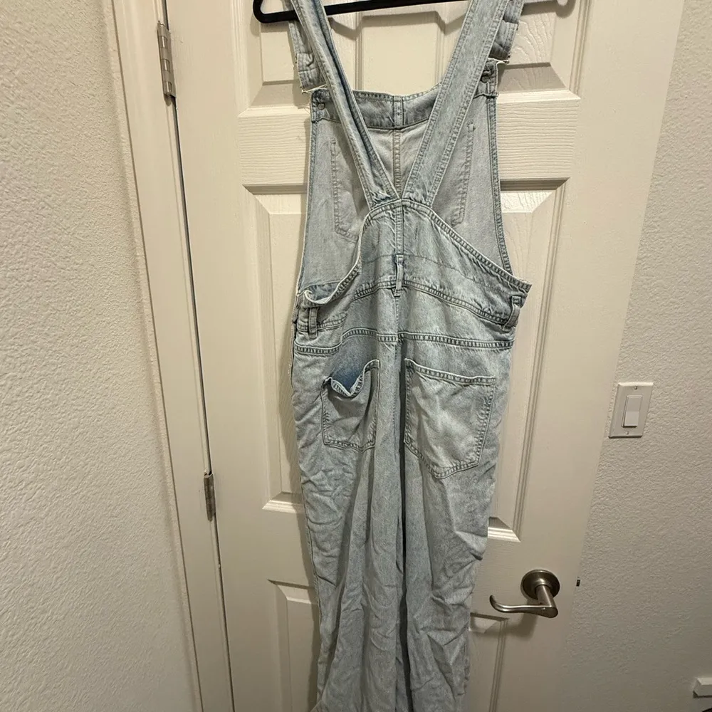 We the free Women's Light Blue Distressed Denim Overalls - Image 7