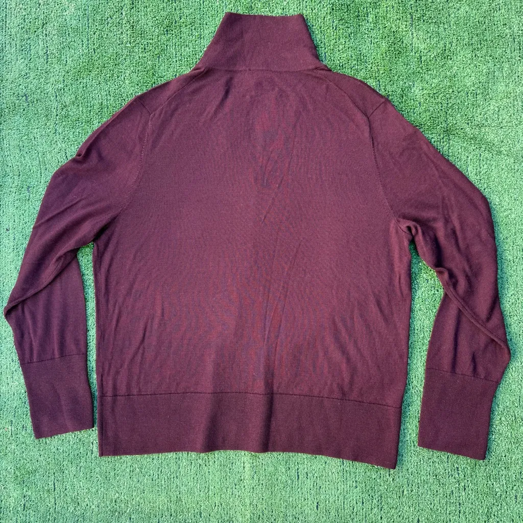 Talbots  Merino Wool Maroon Polo Sweater, Size Large - Image 3