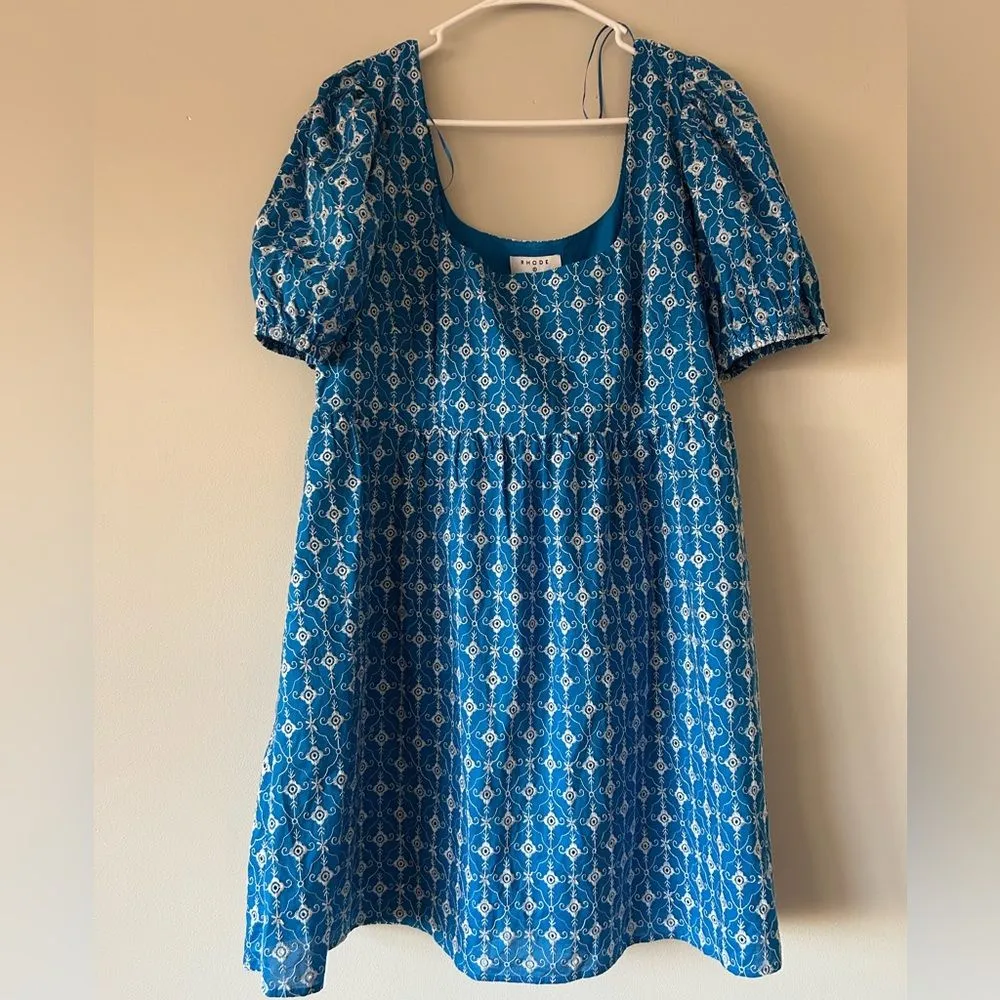 Rhode X Target Blue Eyelet Babydoll Mini Dress Size Large Preppy Cute Summer - Image 10