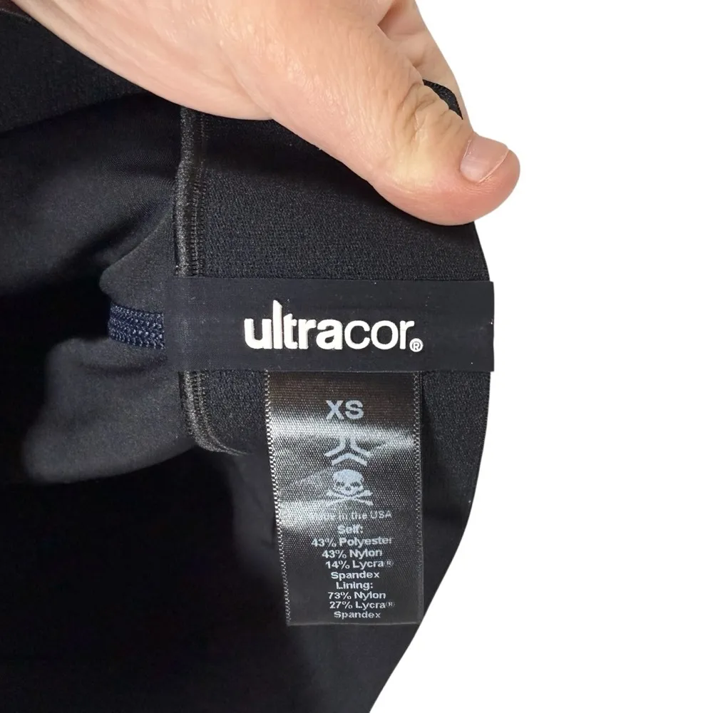 Ultracor Soul Cycle Navy Blue Floral High Rise Leggings Velvet Racing Stripe XS - Image 10