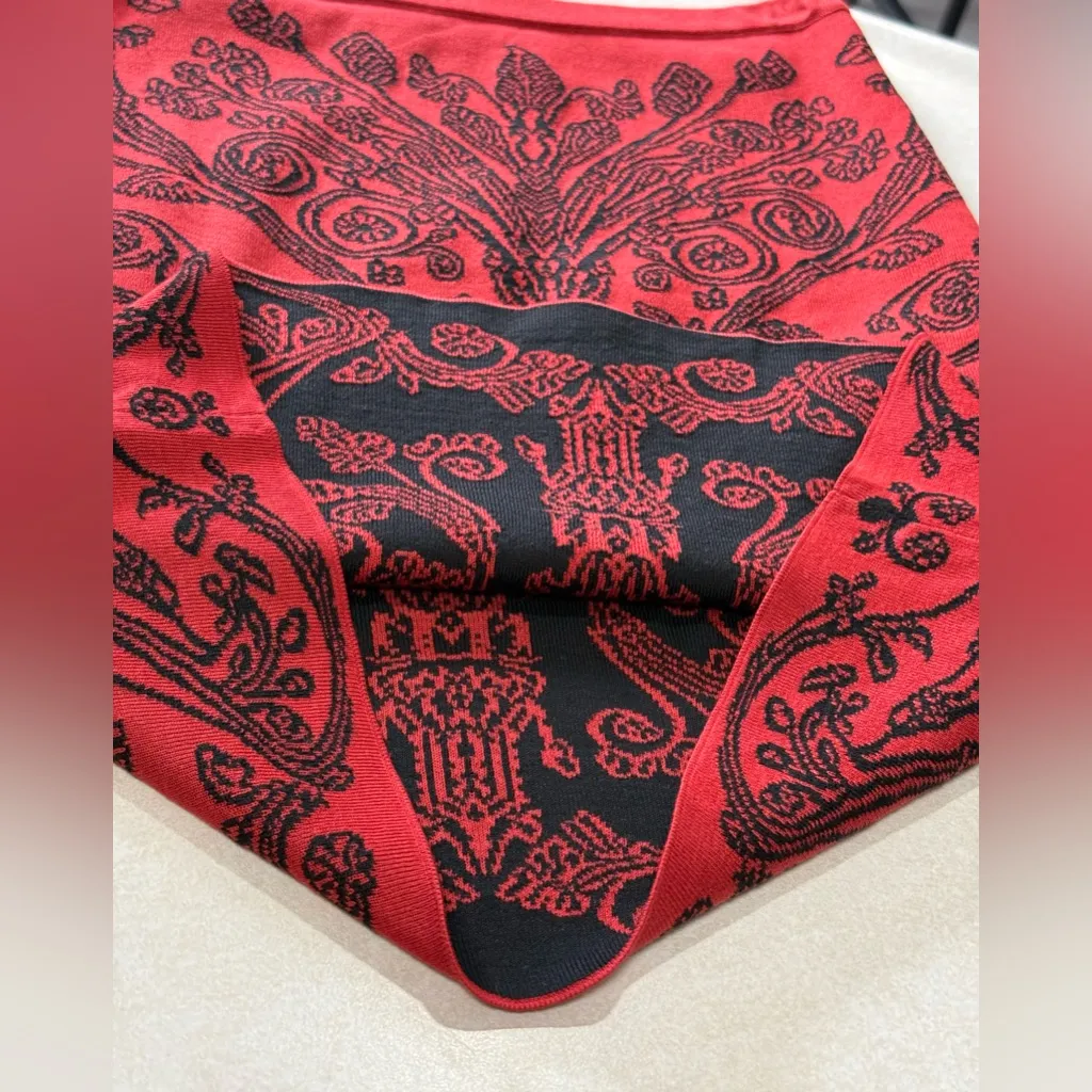 Peruvian Connection Women's Pima Cotton Knit Skirt Black & Red Size S - Image 5