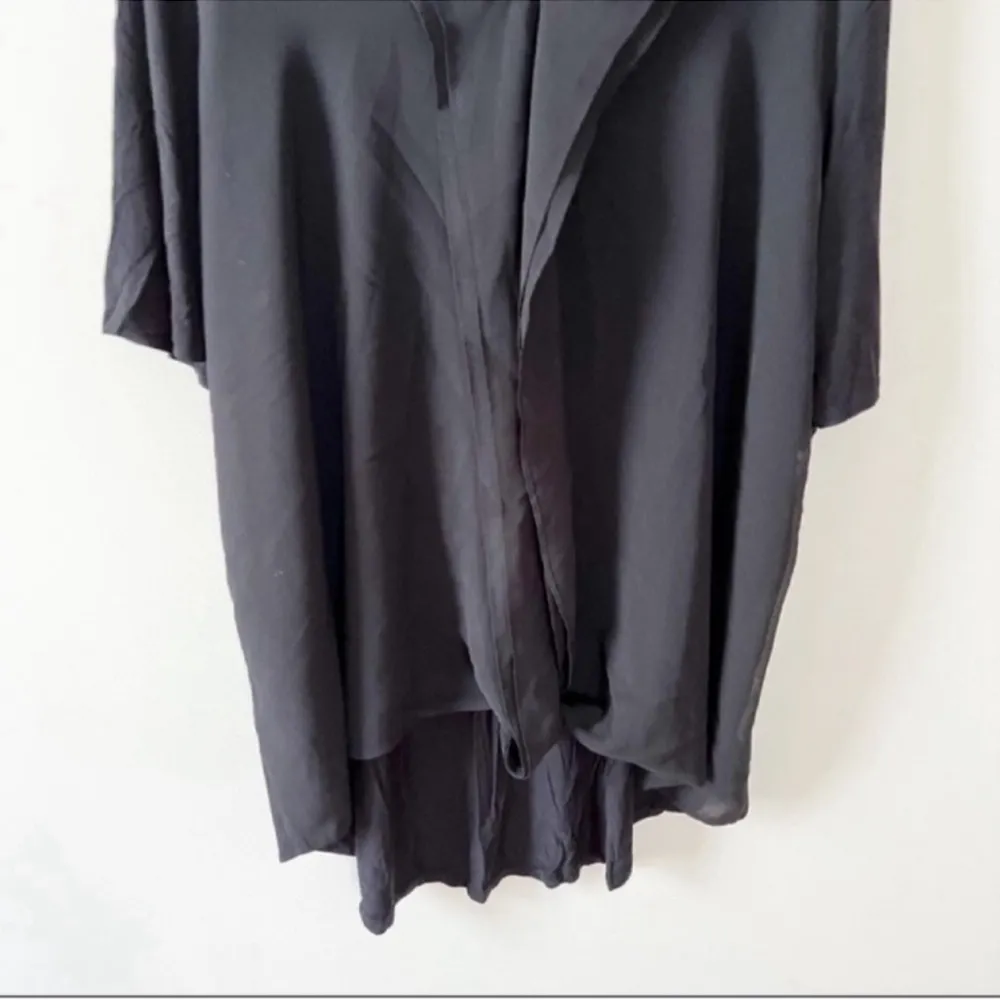H by Halston Black Drape Front Knit w/ Chiffon V-neck Short Sleeve Top Size 3X - Image 3