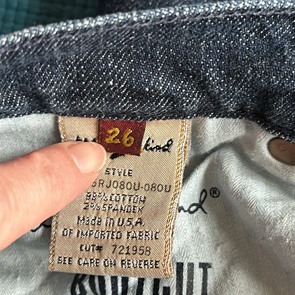 7 for all mankind Bootcut Dark Denim Jeans 26 Hemmed Blue Gray Ivory Embroidered - Image 11