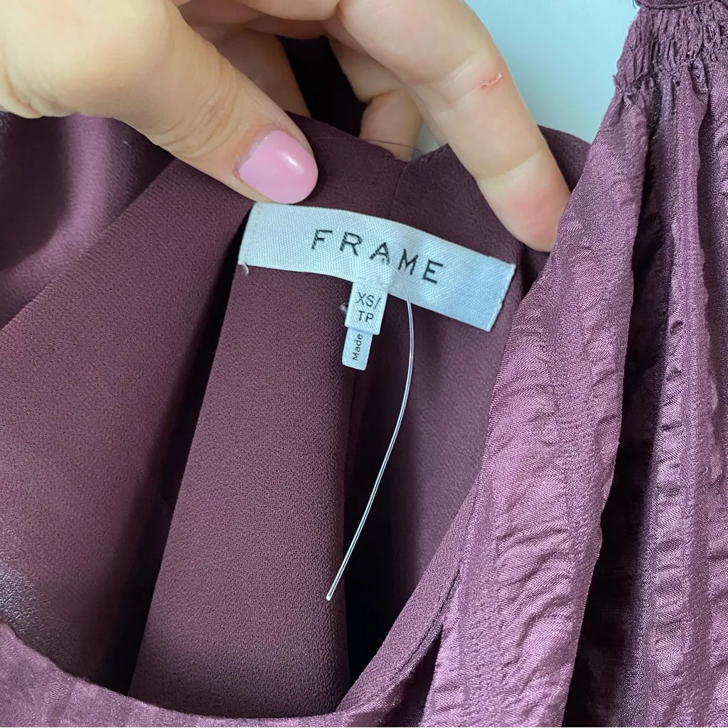 Frame Draped Textured Silk Halter Top‎ Cabernet XS - Image 5