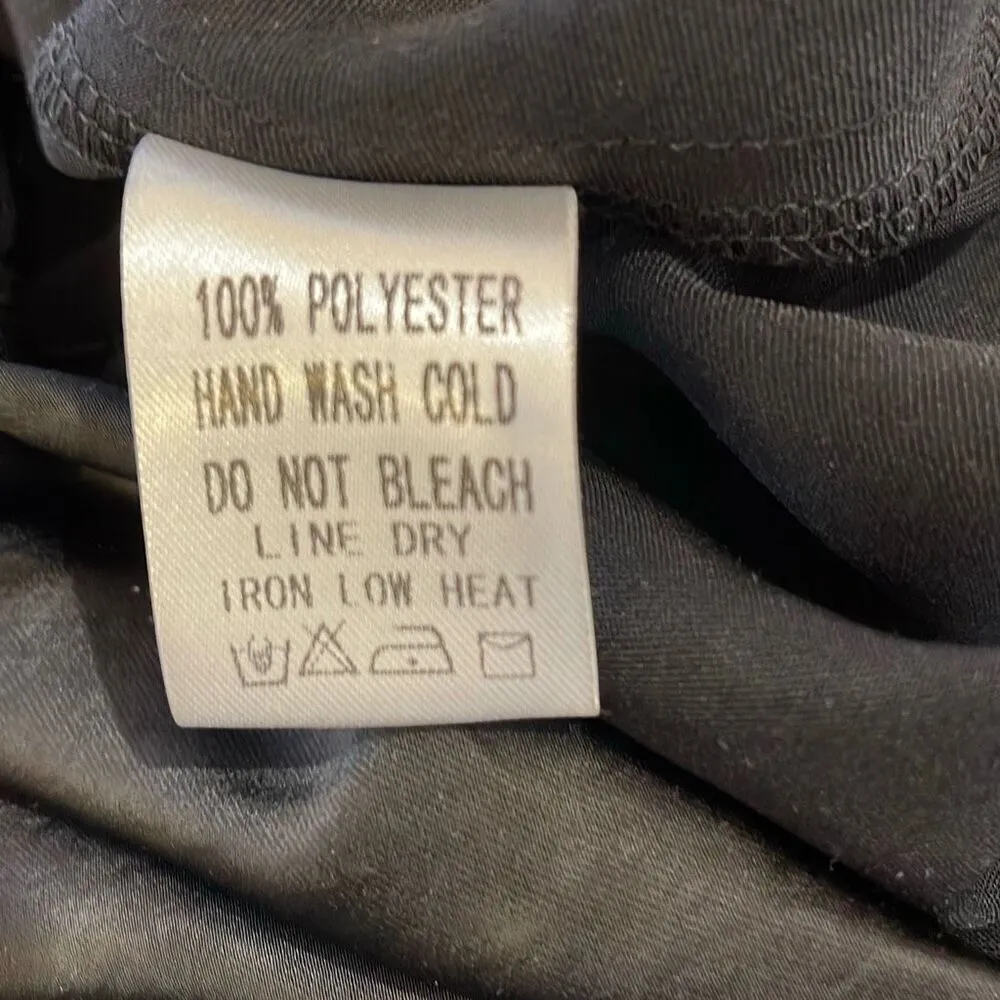 Ee:some‎ USA Women’s Flat Front Pull On Side Slit Satin Flared Skirt Black Large - Image 5