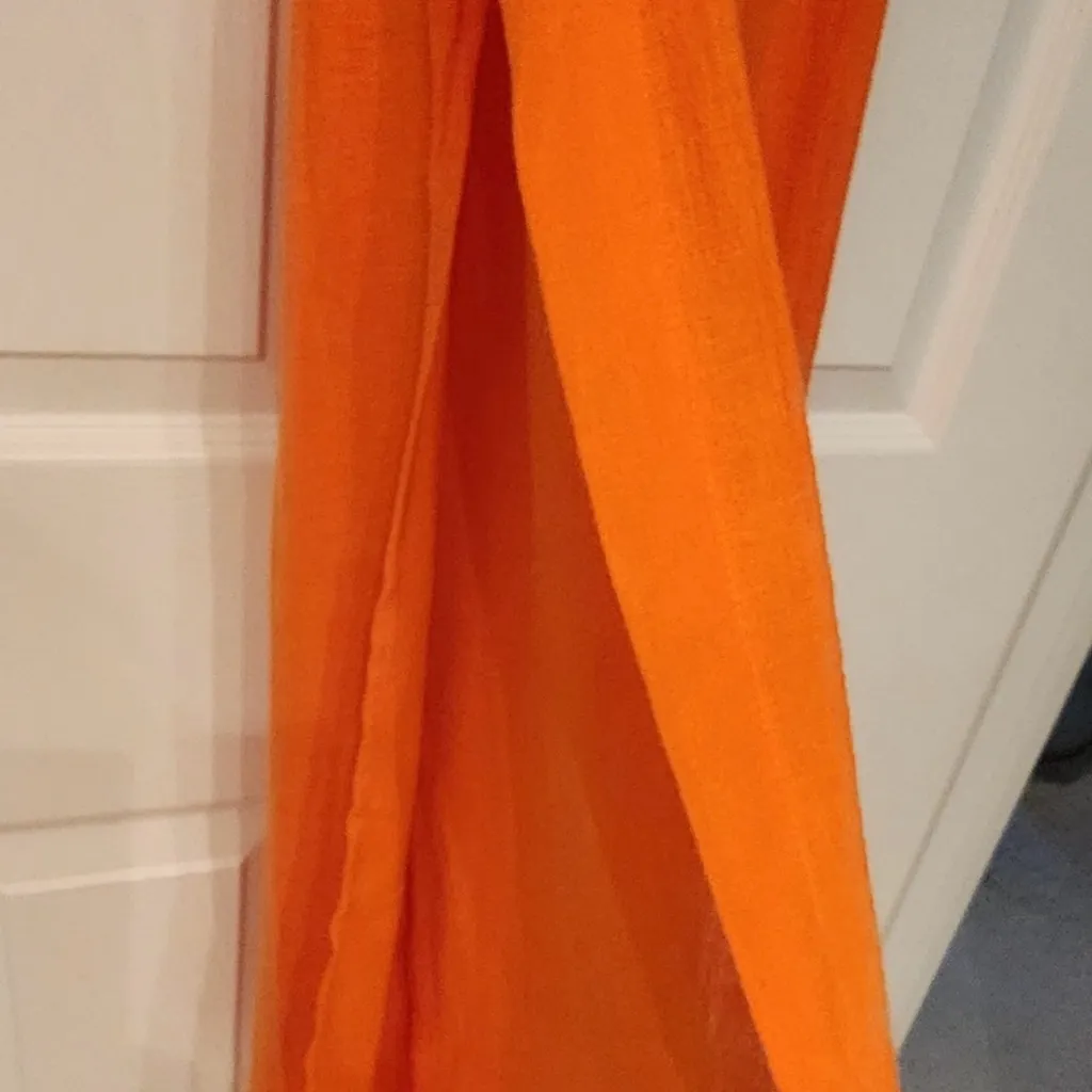 WET Vermillion Orange Plunge Neck Jumpsuit Linen Blend Women’s Size XS - Image 7
