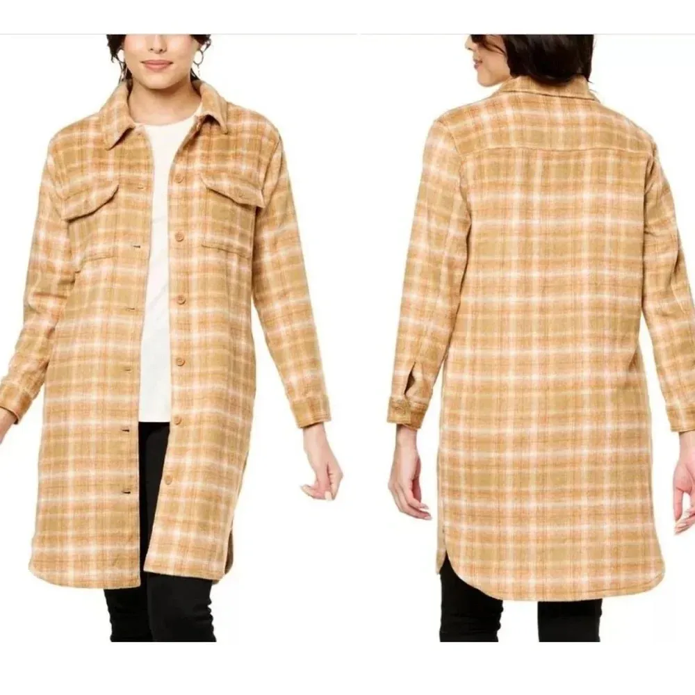 Jessica Simpson NWT Romi long plaid flannel button up sz Medium 20” p2p - Image 2