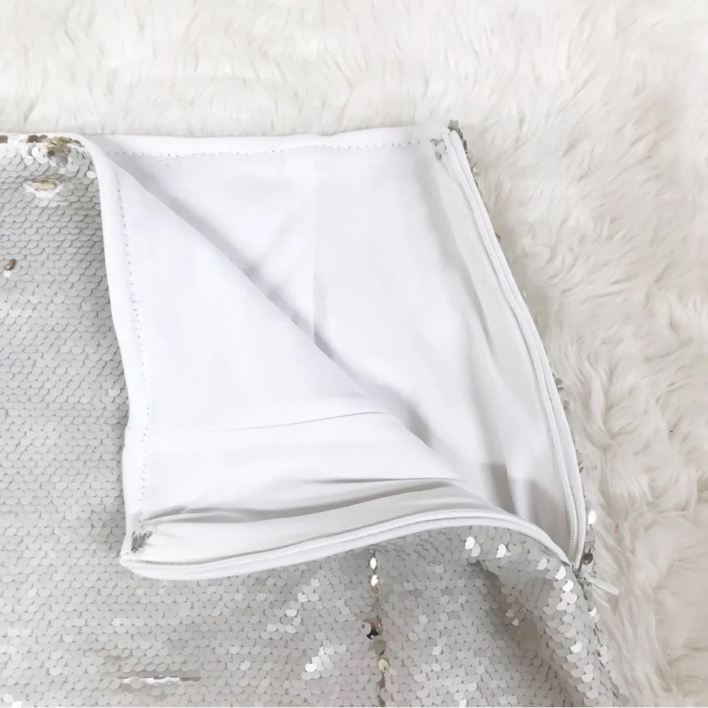 CHELSEA & VIOLET Silver Gold Full Sequin Midi Pencil Skirt Metallic‎ Size 8 10 - Image 7