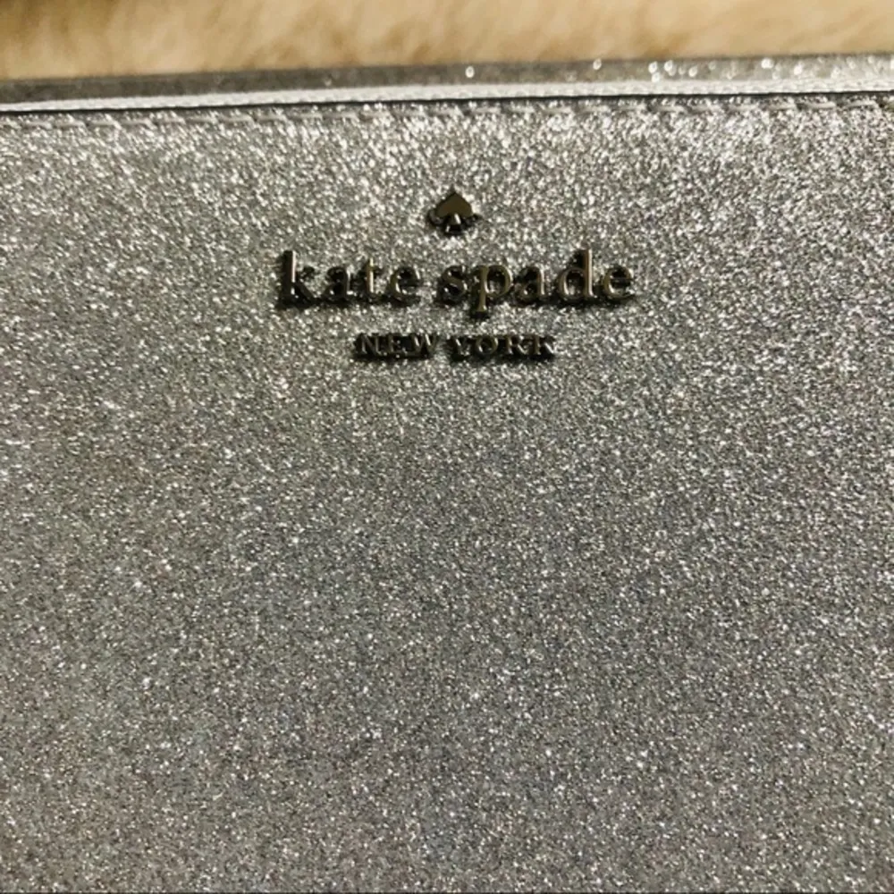 Kate Spade Silver Glitter Continental Zip Around Wallet Leather NWT Holiday - Image 3
