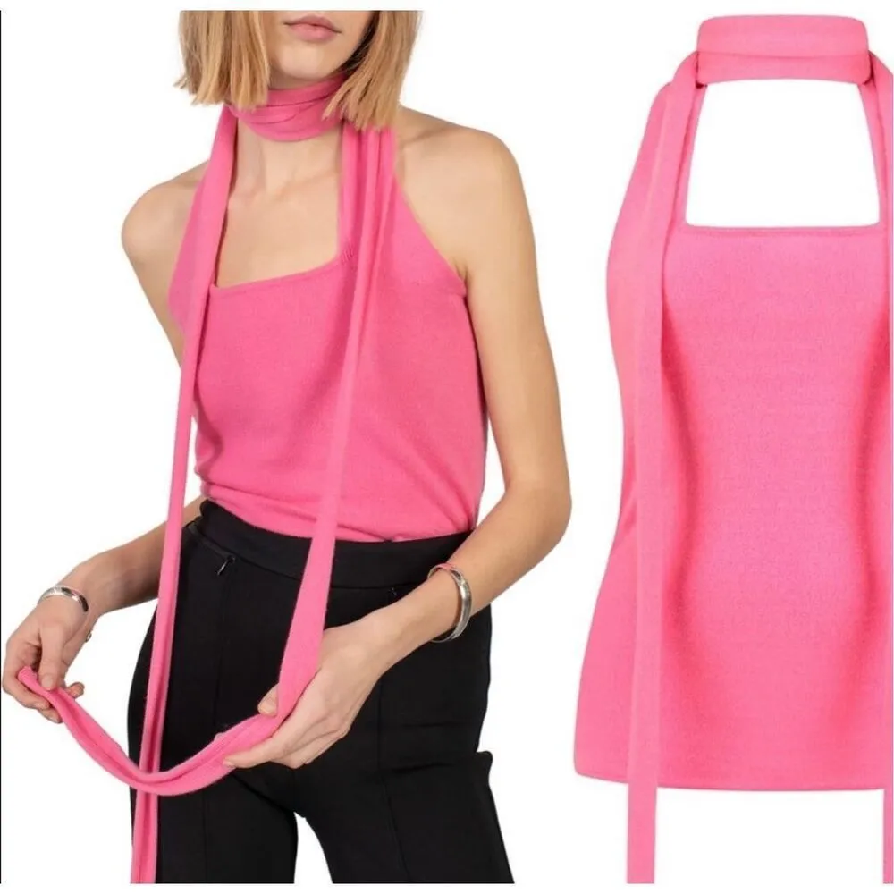 NWT GAUGE81 Morley halter neck sweater in pink cashmere size small - Image 2