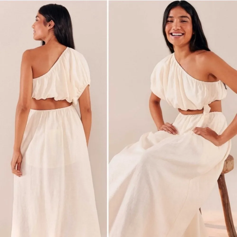 FARM Rio Off-White One Shoulder MaxiDress - Image 3